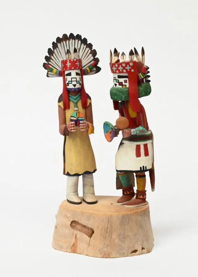 Hopi Konin Supi Kachina / Katsina Doll with shield and feathers
