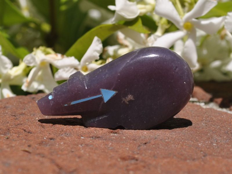 Zuni bear fetish carving authentic stone turquoise purple