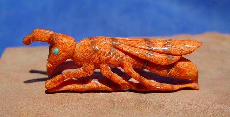 Zuni grasshopper fetish carving garden insect