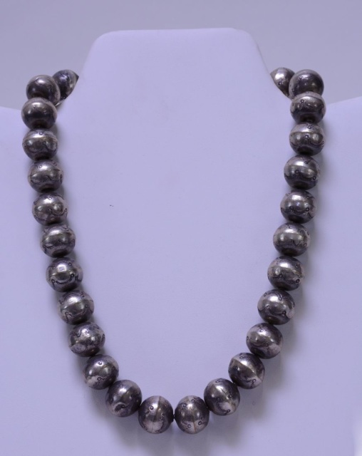 170429-16 Fine Navajo Pawn Silver Bead Necklace
