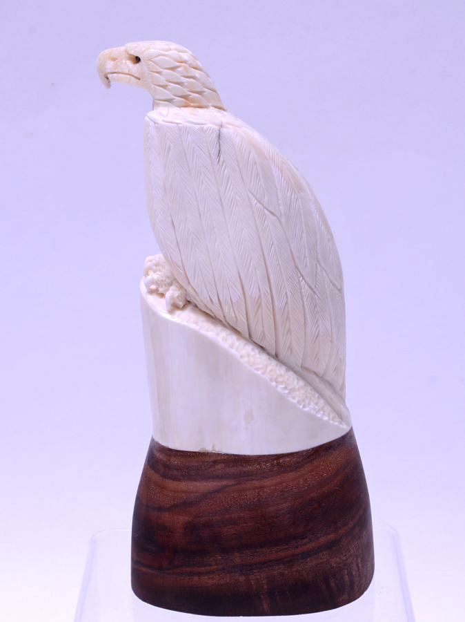 200702-01 Very Fine Walrus Ivory Eagle by Noted Native Eskimo Carver ...